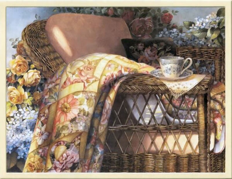 Wicker Chair with Tea Set