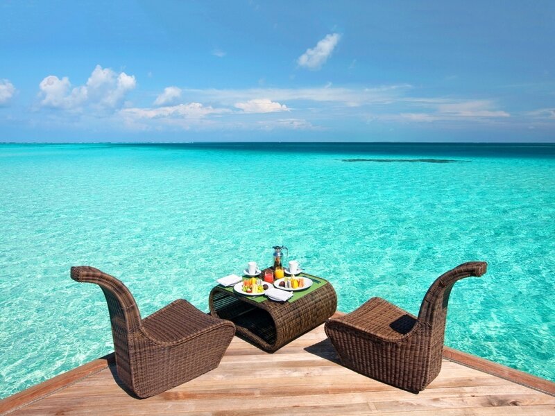 Wicker Chairs on Deck — Blue