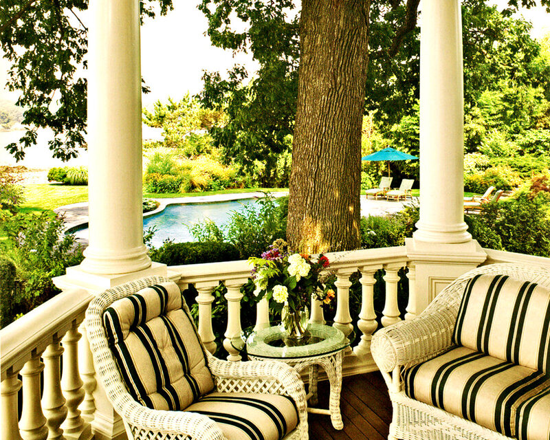 Wicker Chairs on Porch — White