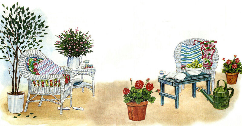 Wicker Chairs with Plants