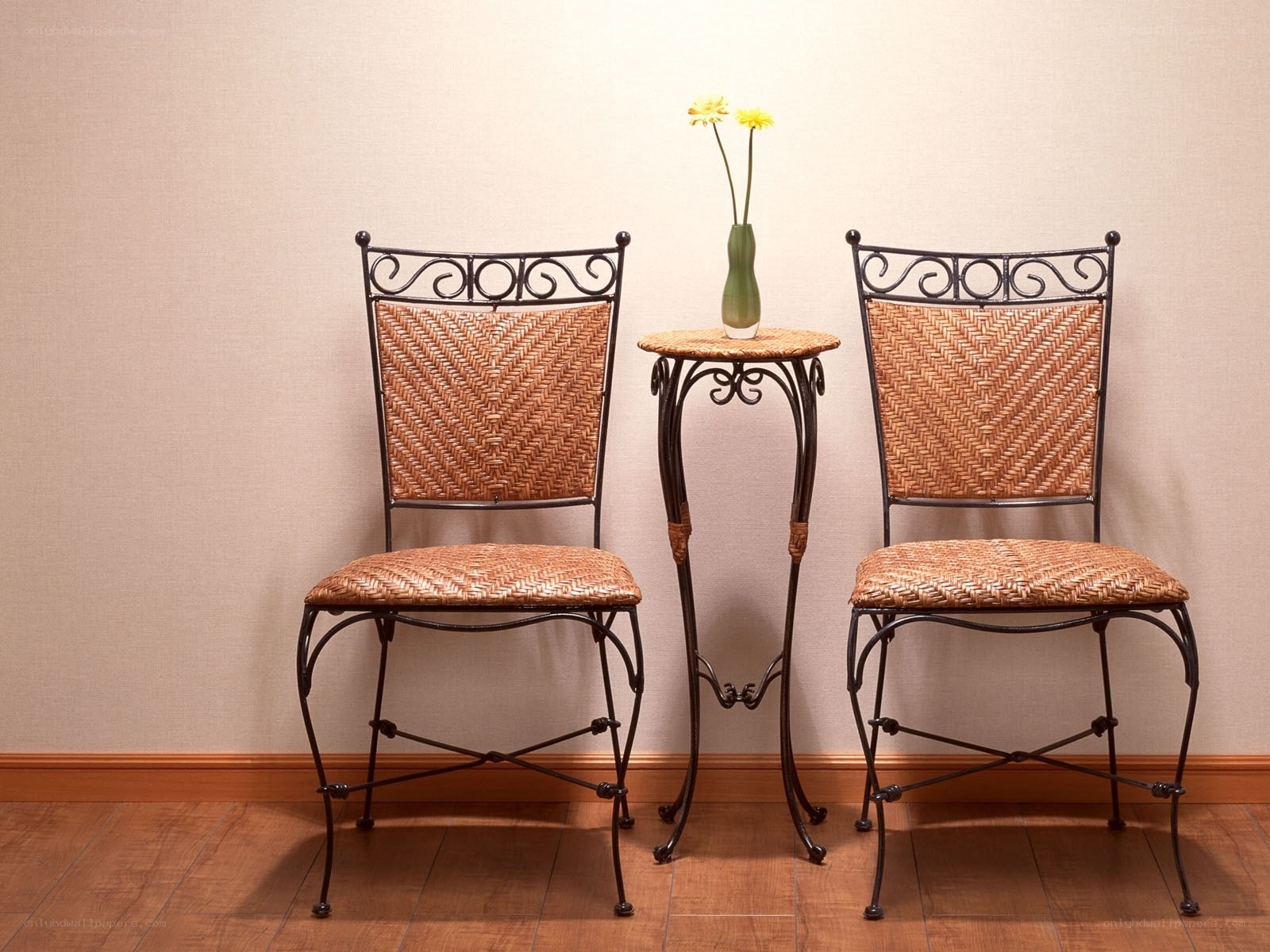wicker chairs with table
