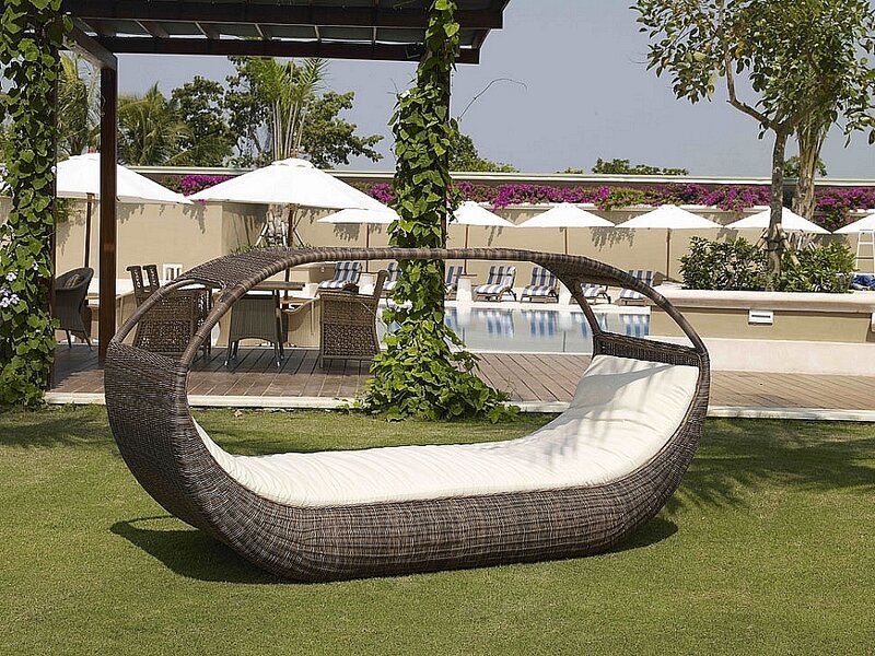 Wicker Daybed on Lawn
