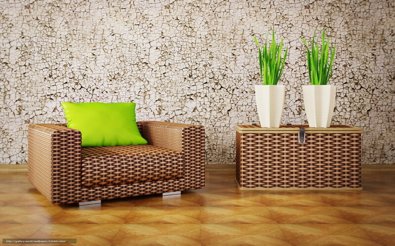 Wicker furniture with green pillow