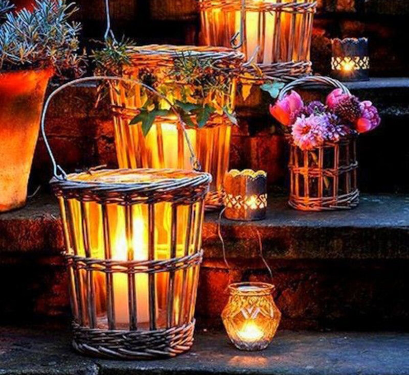 Wicker Lanterns with Candles