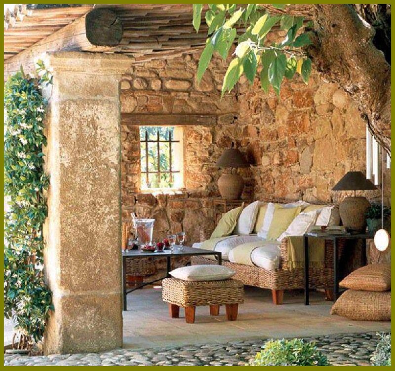 Wicker Sofa in Courtyard