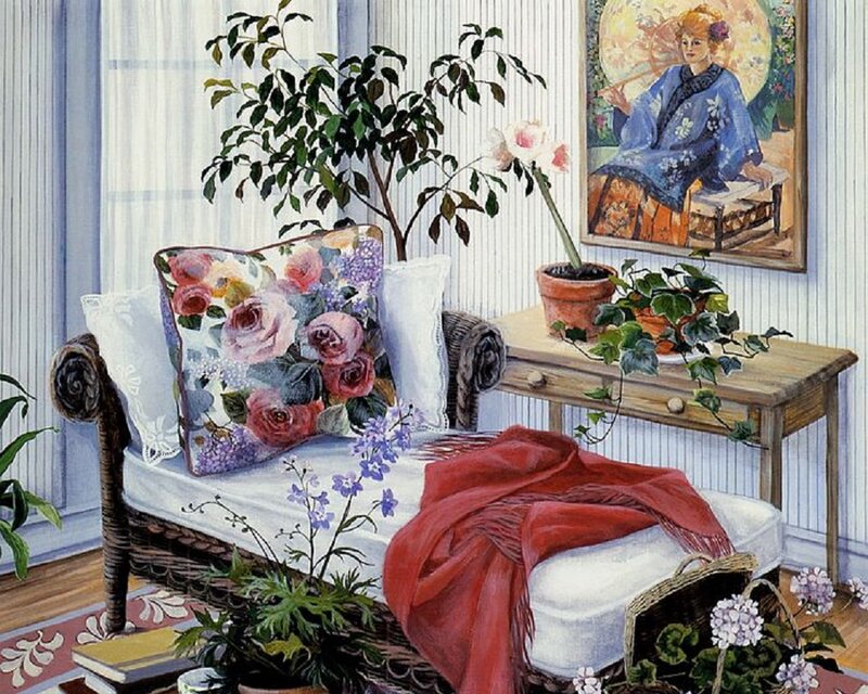 Wicker Sofa with Pillows