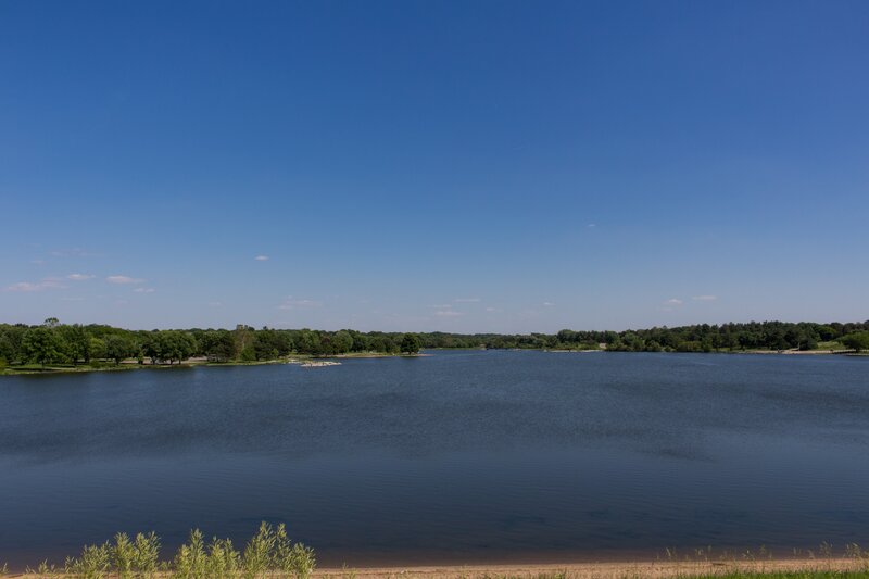 Wide Lake with Trees — Blue