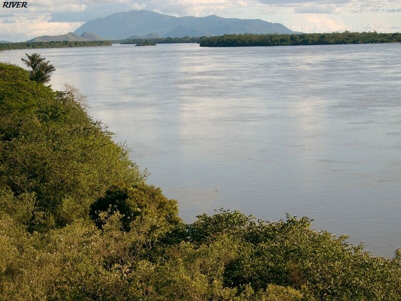 Wide River with Mountains