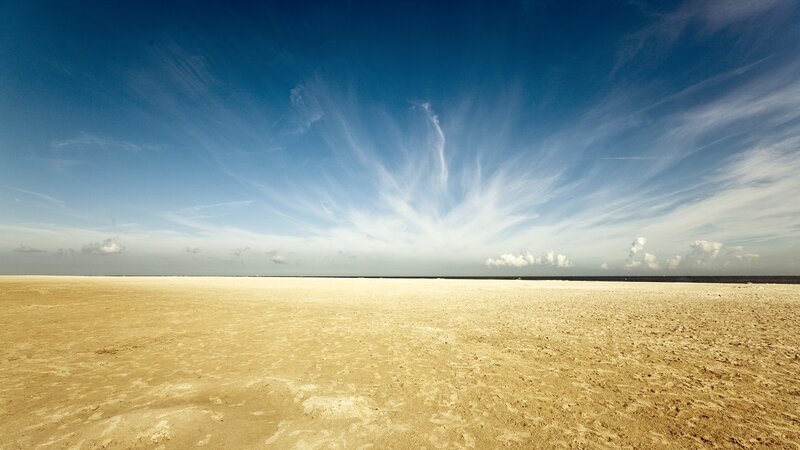 Wide Sandy Beach — Blue, Serene