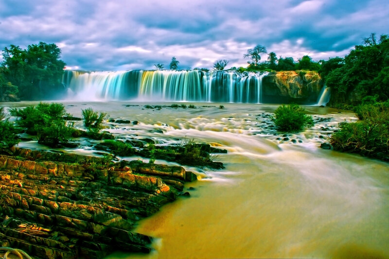Wide Waterfall Cascade — Blue, Dramatic