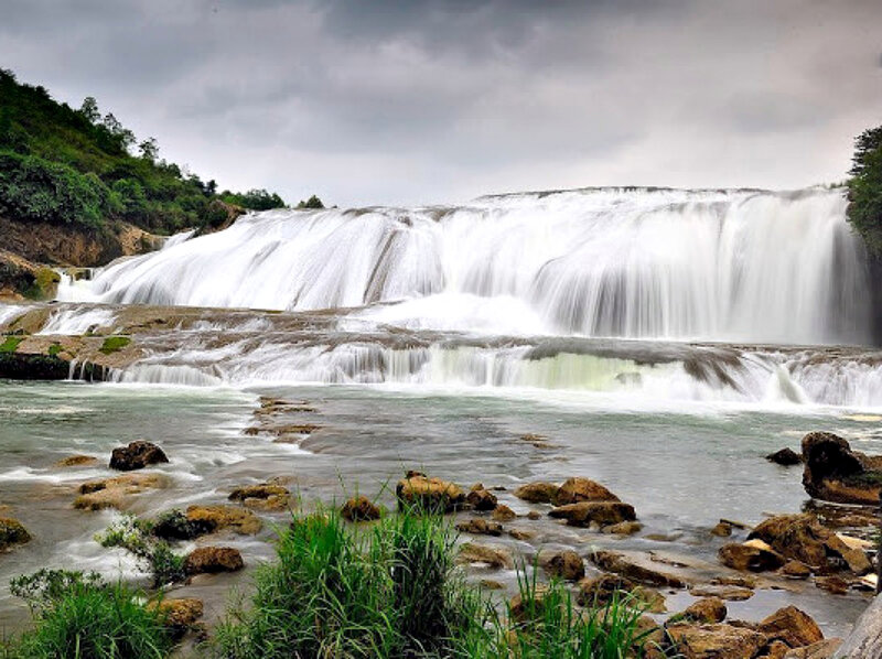 Wide Waterfall Cascade — White