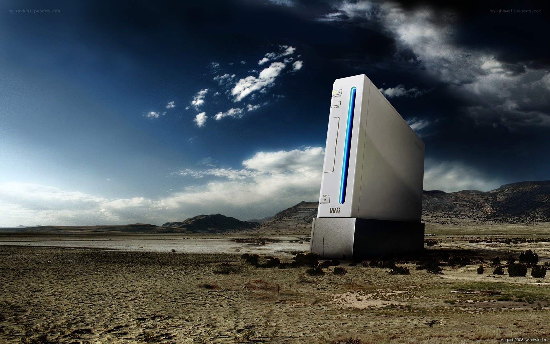 Wii console in desert landscape