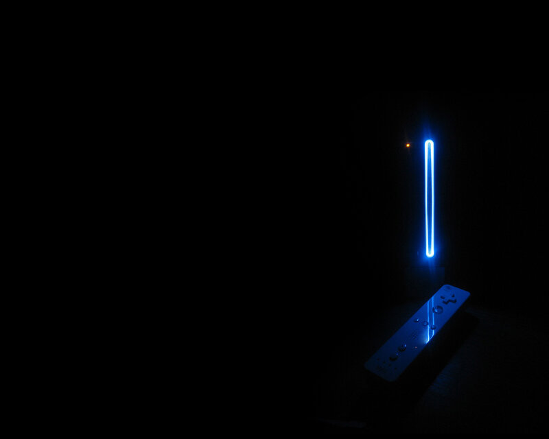 Wii remote with glowing light bar