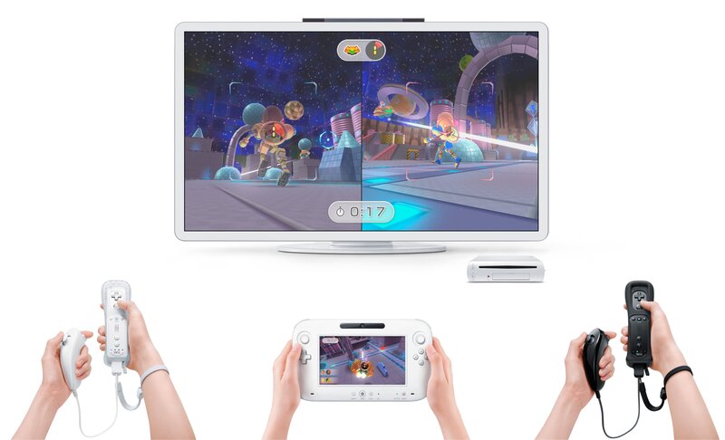 Wii U gameplay with multiple controllers
