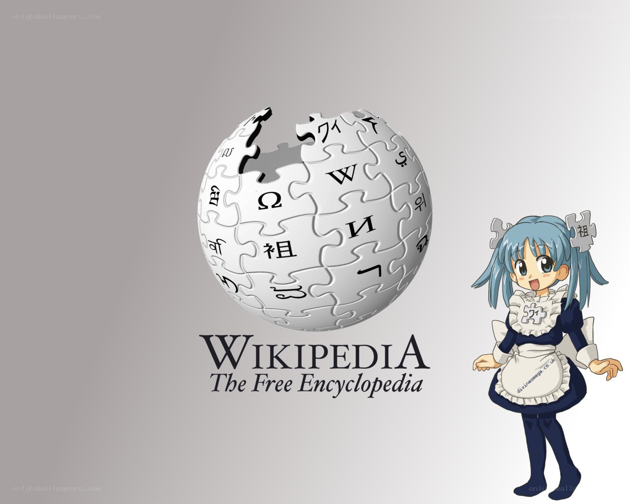 Wikipedia logo with anime character