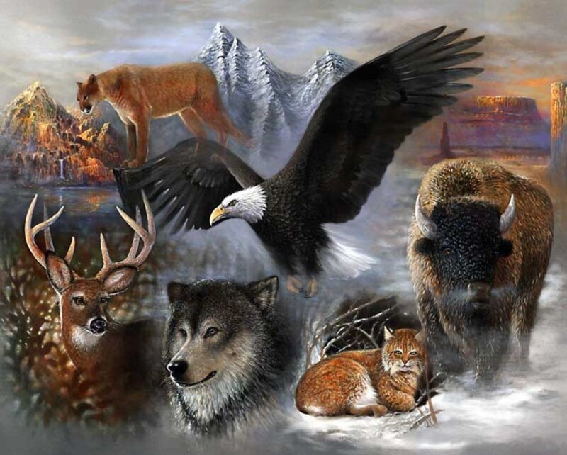 Wild Animals Collage — Brown