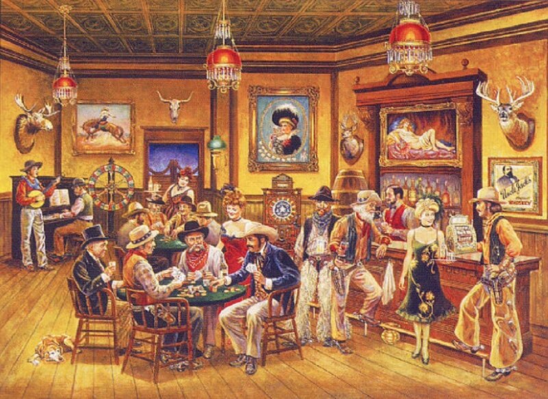 Wild West saloon scene
