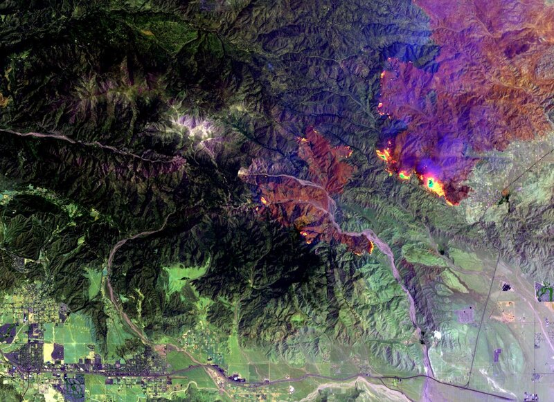 Wildfire in mountainous region
