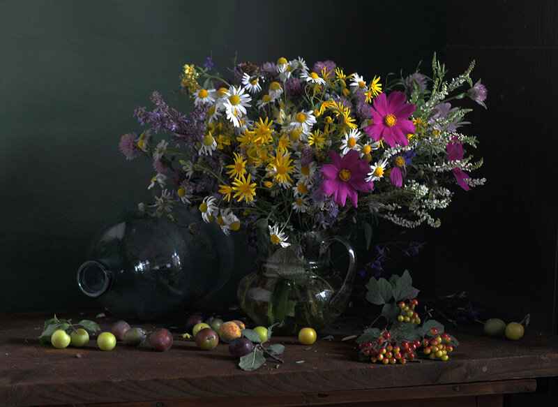 Wildflower Bouquet and Fruit