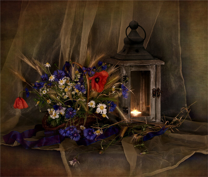 Wildflower Bouquet in Basket — Brown