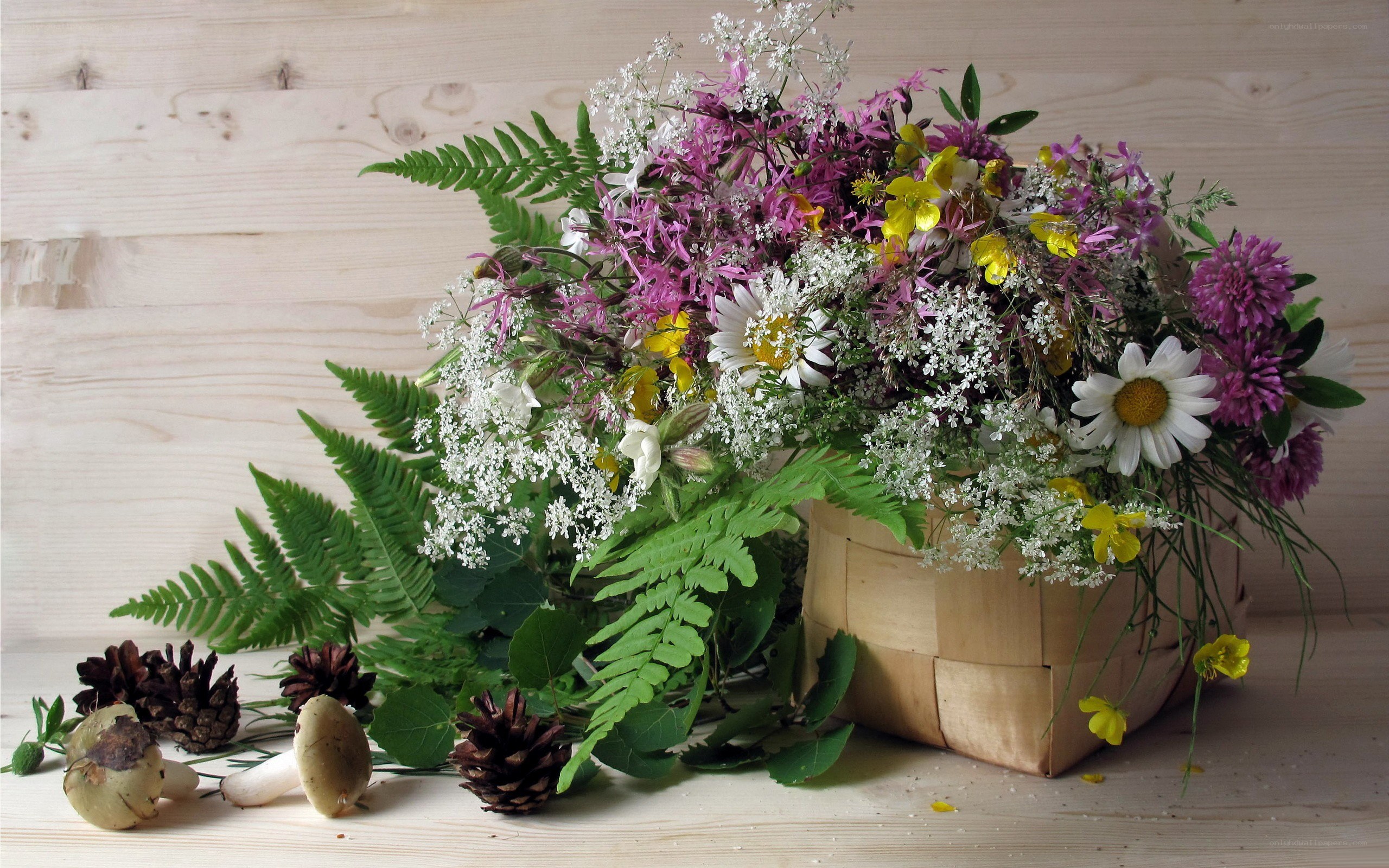 Wildflower bouquet in basket