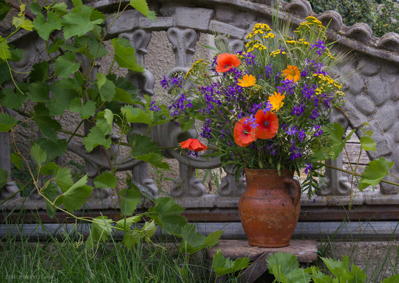 Wildflower Bouquet in Vase — Orange