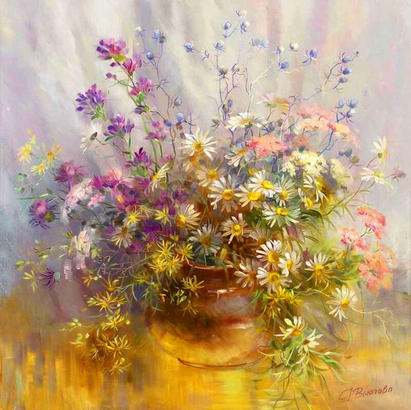 Wildflower Bouquet in Vase — Yellow, Serene