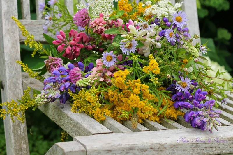 Wildflower Bouquet on Bench