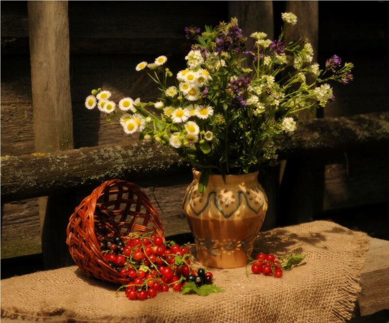 Wildflowers and Berries — Brown