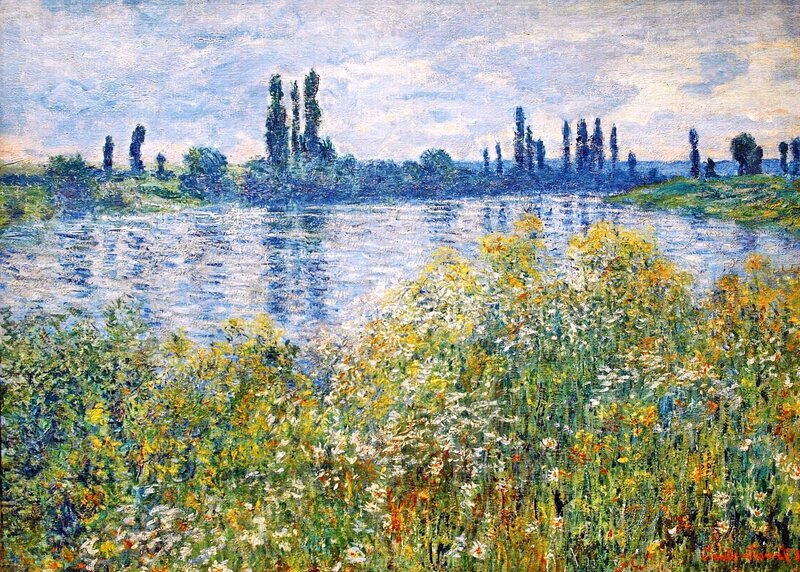 Wildflowers by River — Green, Serene