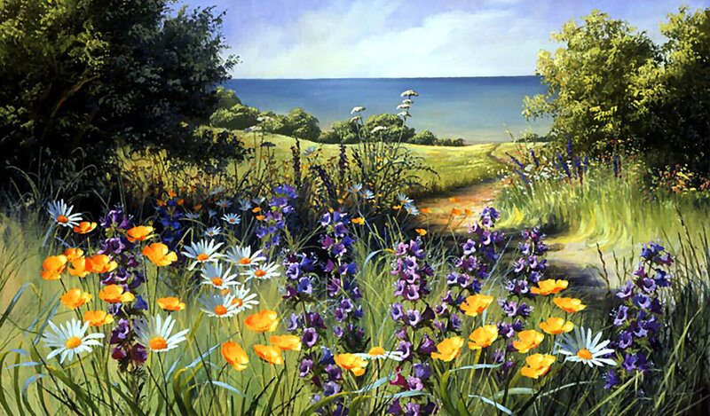 Wildflowers by the Sea — Green, Serene
