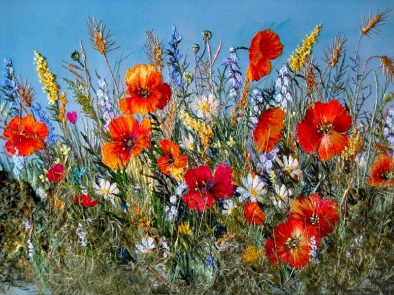 Wildflowers in a Field — Red, Vibrant