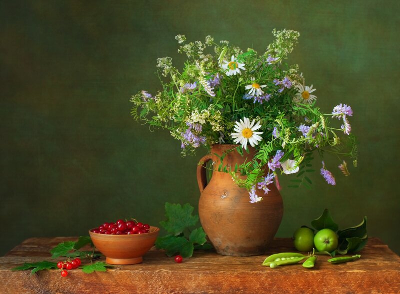 Wildflowers in a Jug — Green, Serene