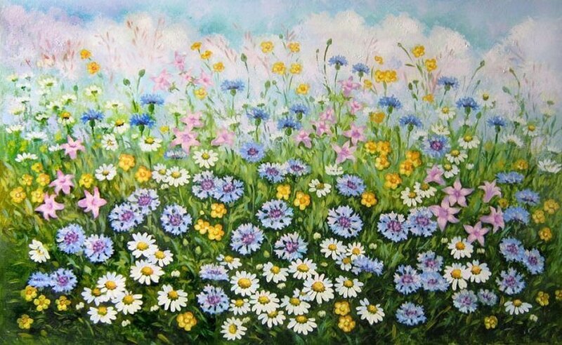 Wildflowers in a Meadow — Green, Serene