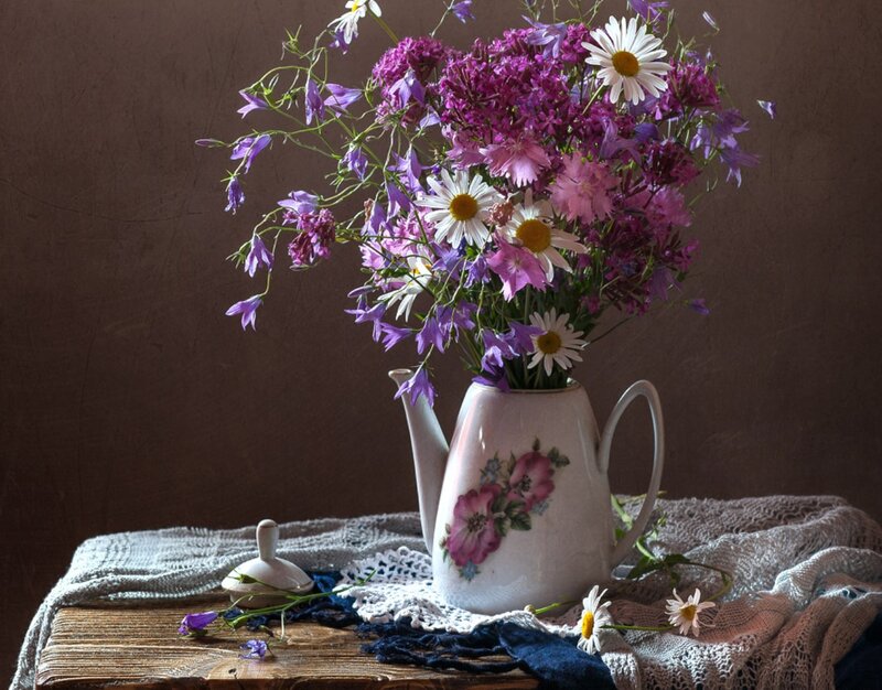 Wildflowers in a Pitcher — Purple