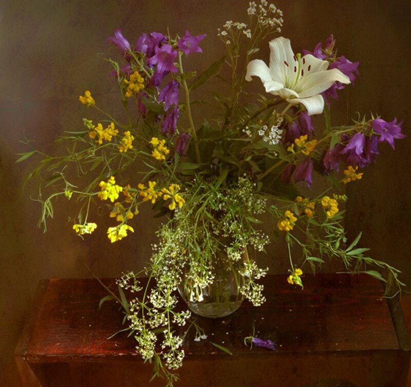Wildflowers in a Vase — Brown, Calm, Photograph