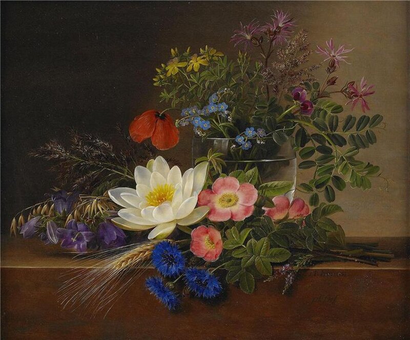 Wildflowers in a Vase — White, Calm, Painting