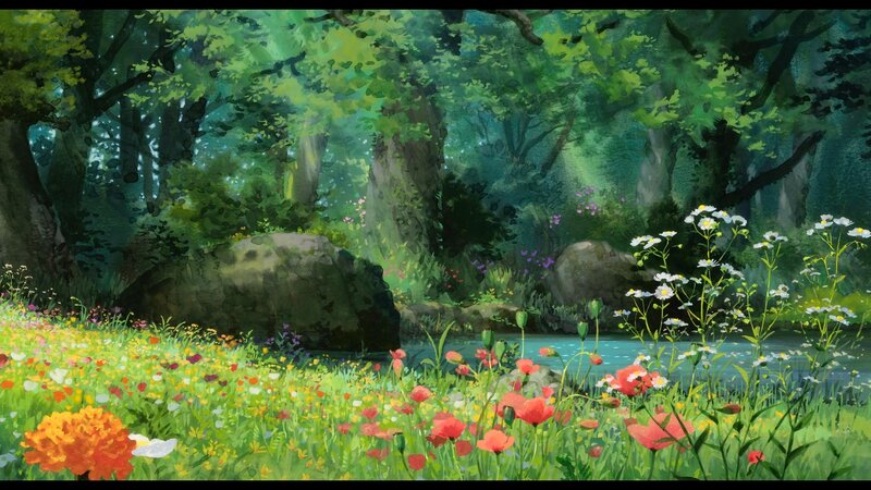 Wildflowers in Forest Clearing — Green, Serene