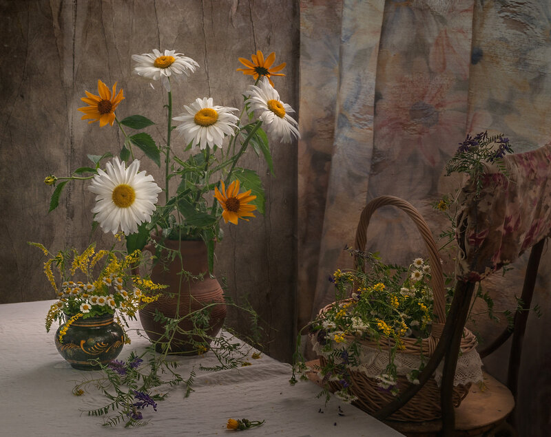 Wildflowers in Vases — White