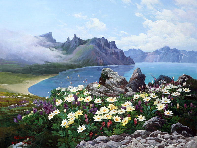 Wildflowers on a Cliff — Blue