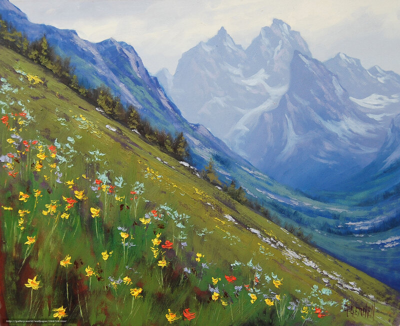 Wildflowers on a Mountain Slope — Green, Serene, Summer