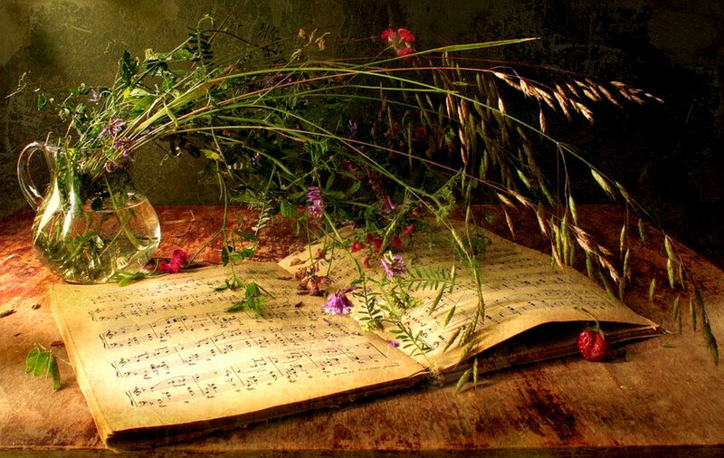 Wildflowers on sheet music