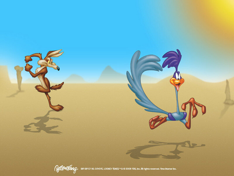 Wile E. Coyote and Road Runner — Blue, Playful