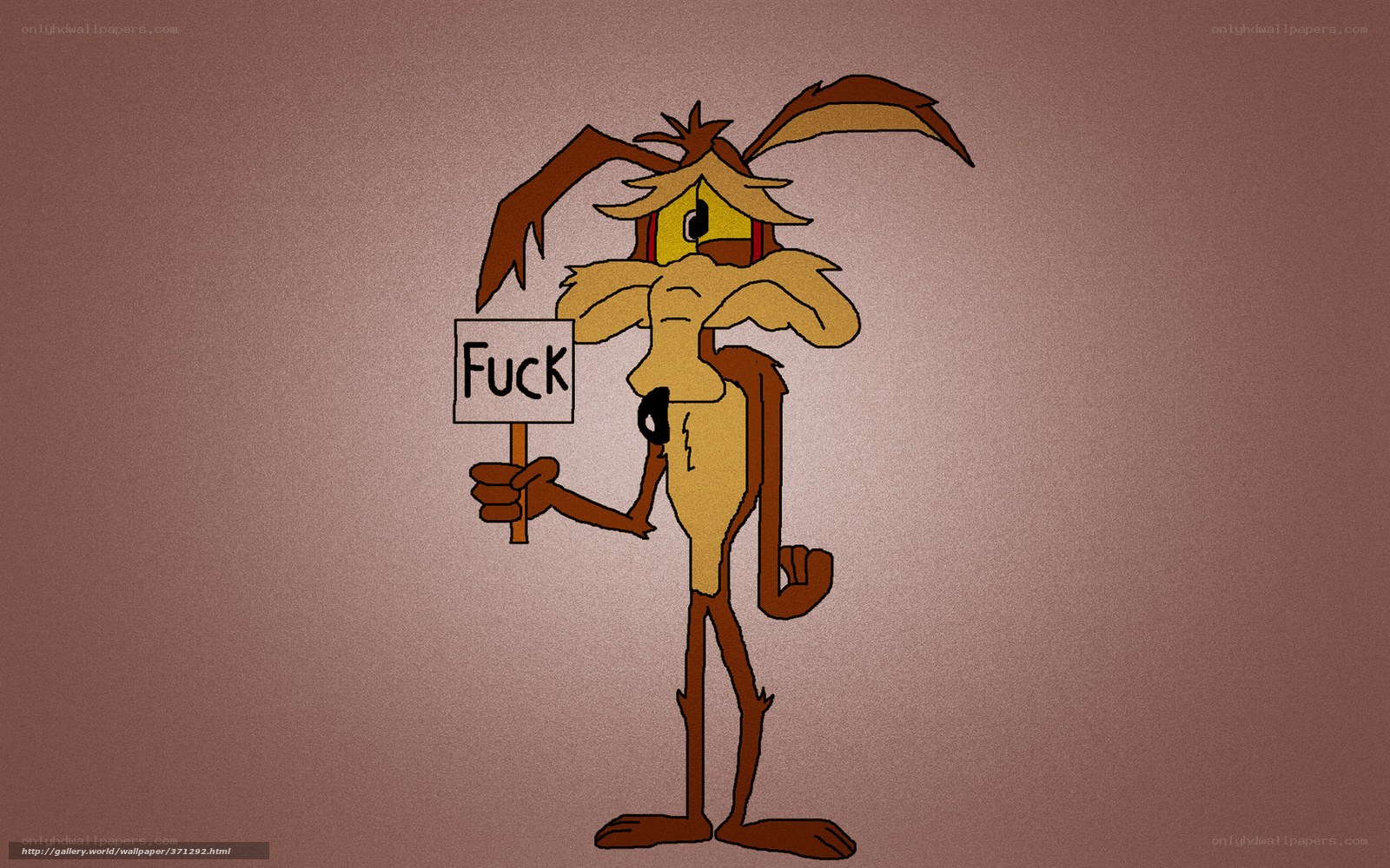 Wile E. Coyote holding sign