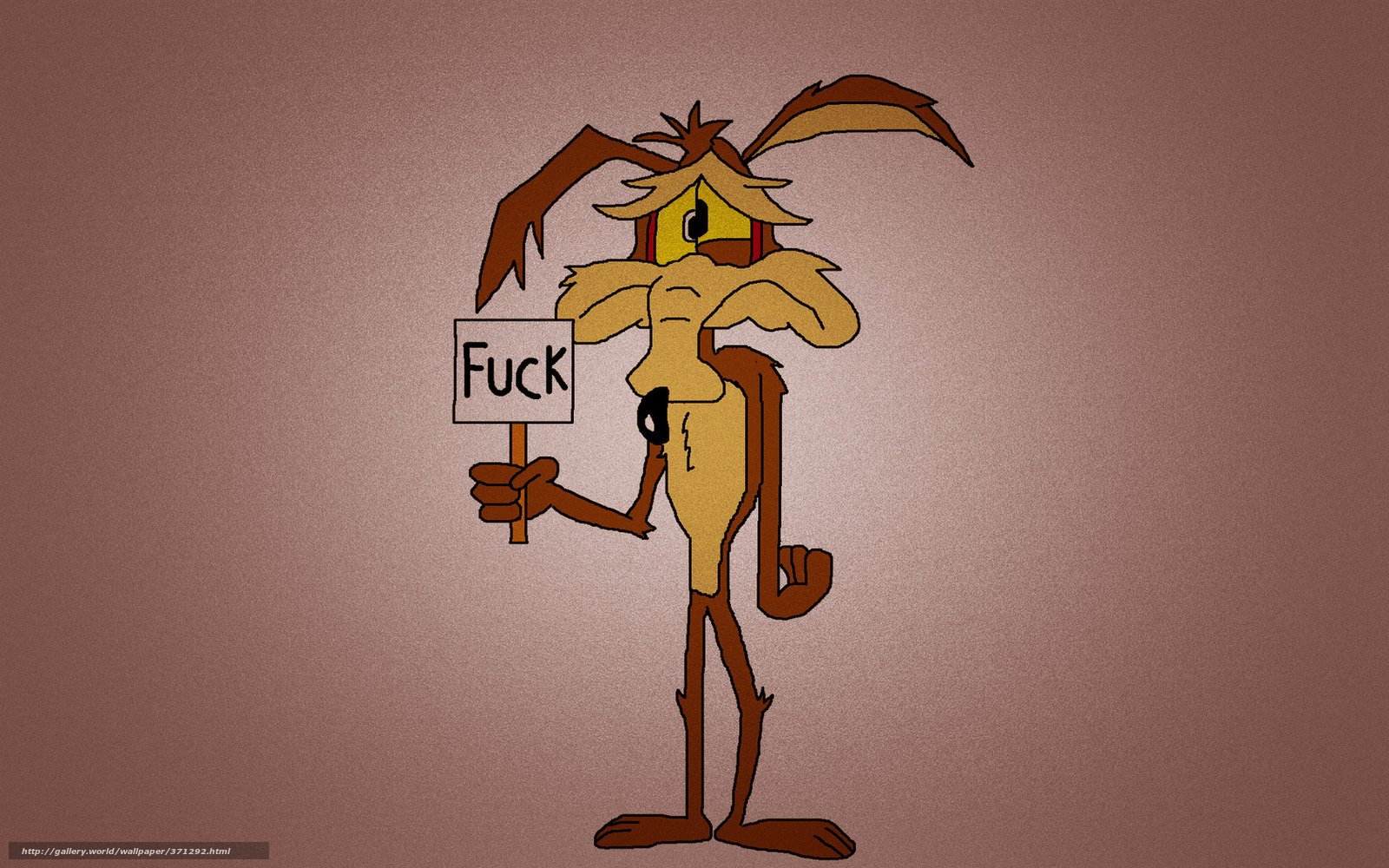 Wile E. Coyote holding sign