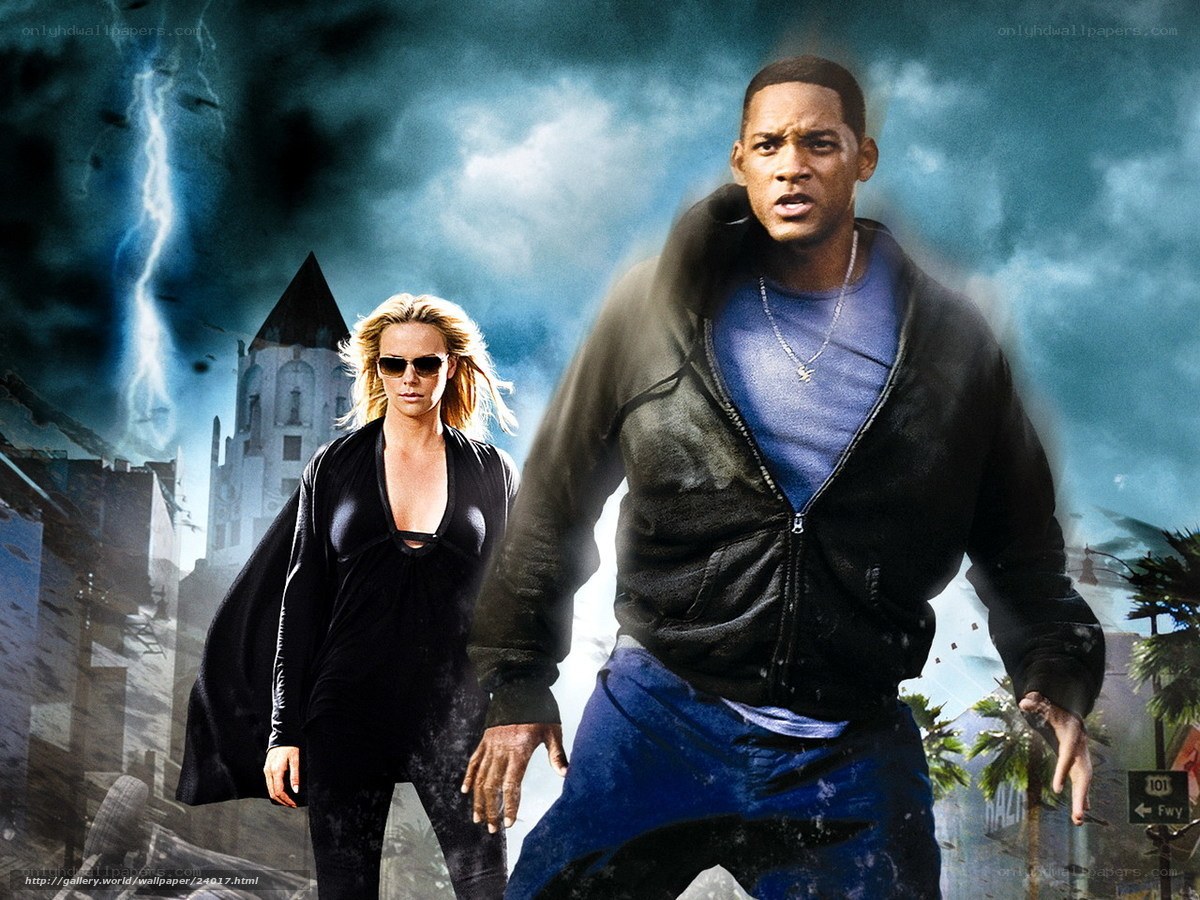 Will Smith and Charlize Theron in a storm