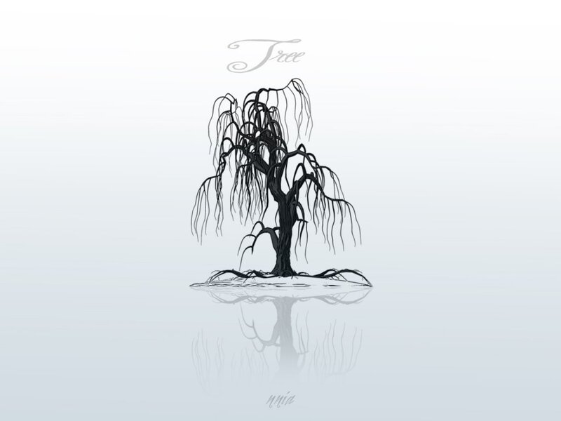 Willow Tree on Island — Black, Serene