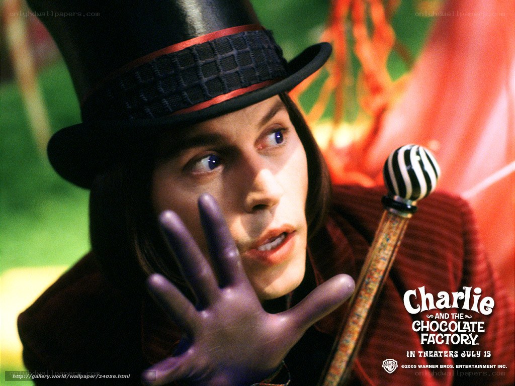 Willy Wonka in the chocolate factory