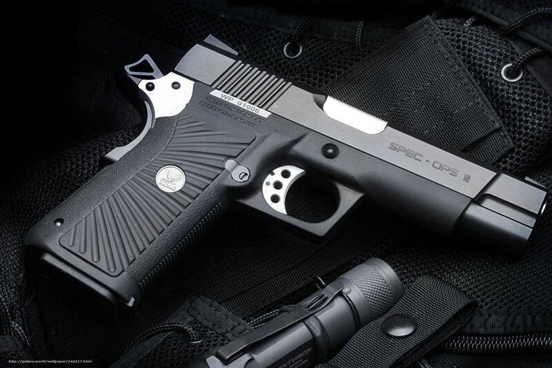 Wilson Combat pistol on tactical gear