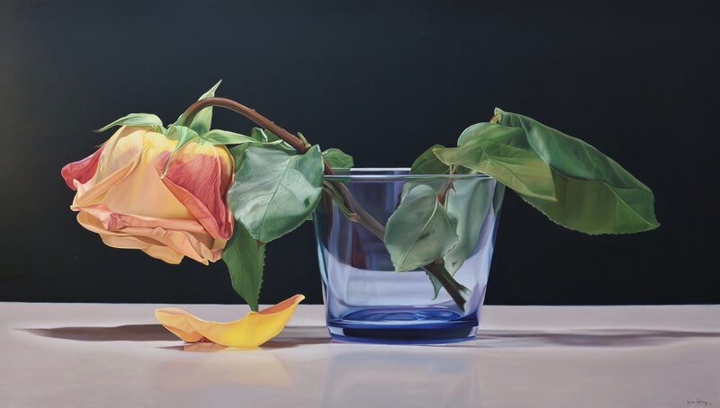 Wilted Rose in Glass — Blue